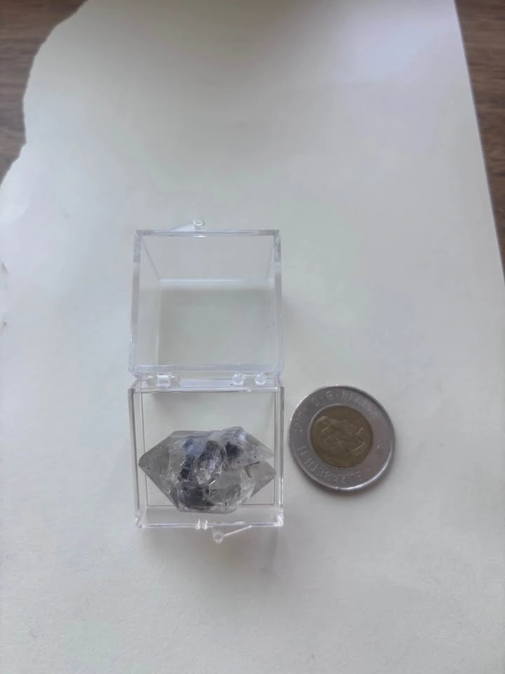 Double-Terminated Quartz Crystal with Anthraxolite Inclusion - photo 2