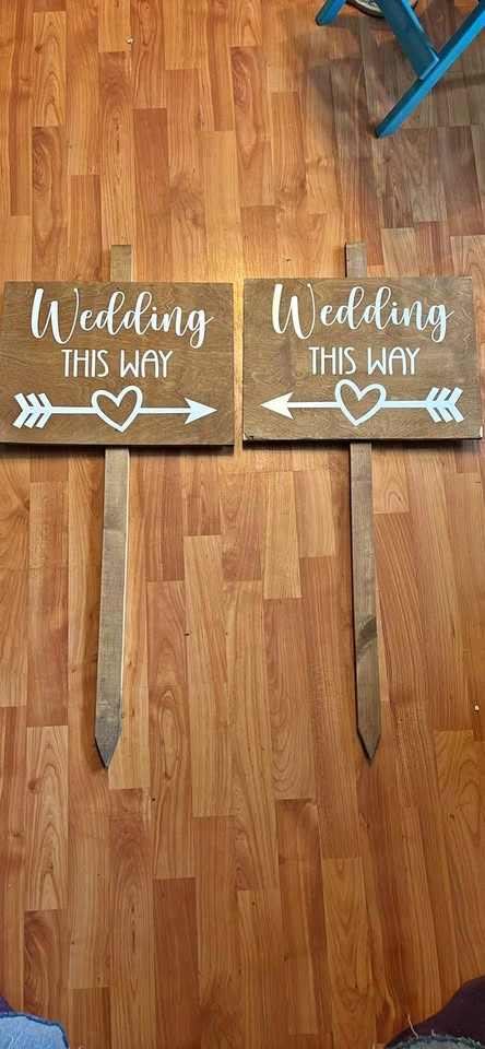 Set of 2 Wooden Wedding Directional Signs