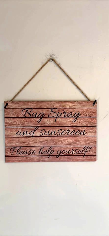Wooden Bug Spray and Sunscreen Sign