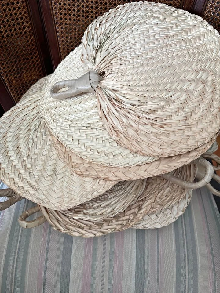 Wedding fans 24 Pieces Natural Raffia Fans