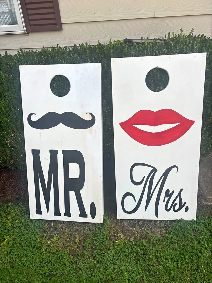 Wedding Mr and Mrs Custom Hand-Painted Cornhole Board Sets