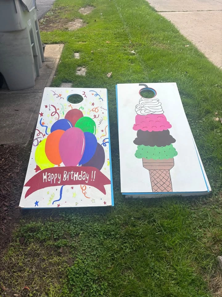 Wedding Mr and Mrs Custom Hand-Painted Cornhole Board Sets - photo 3
