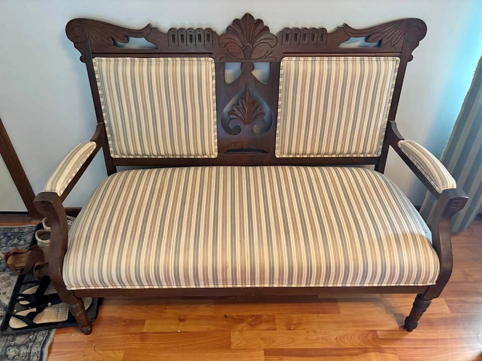 Antique Carved Wood Settee