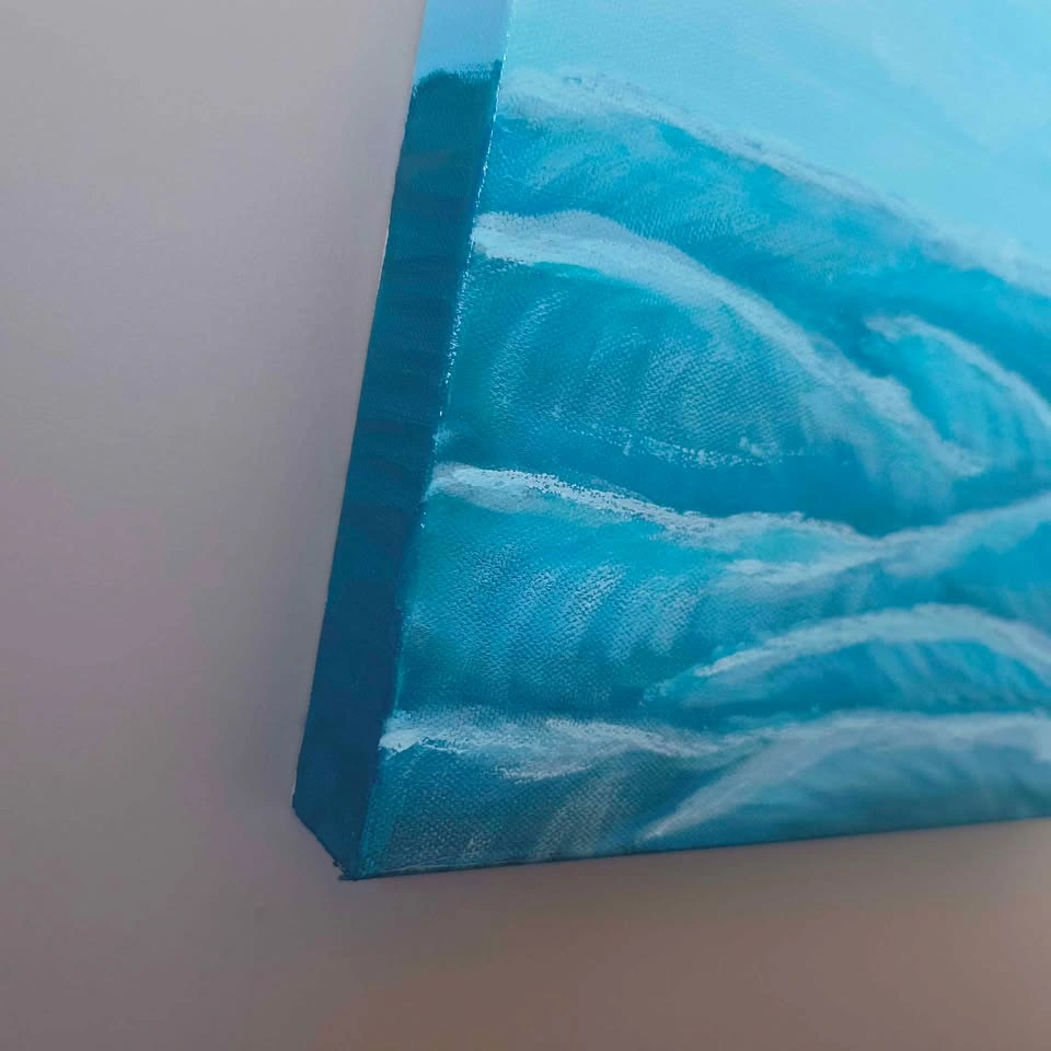 Original 12x12" Bright Ocean Waves Acrylic Painting - photo 3
