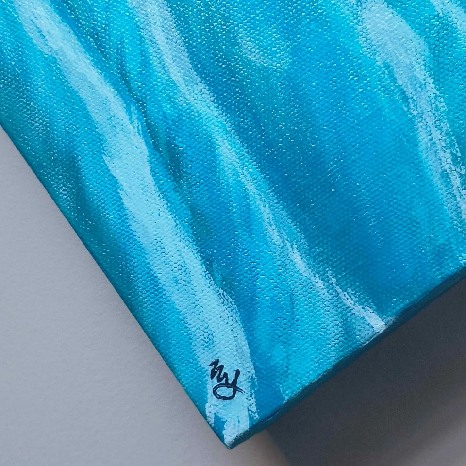 Original 12x12" Bright Ocean Waves Acrylic Painting - photo 4