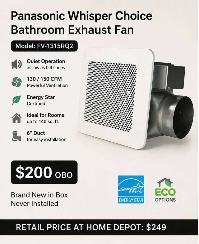 BN Panasonic Whisper Choice Bathroom Exhaust Fan