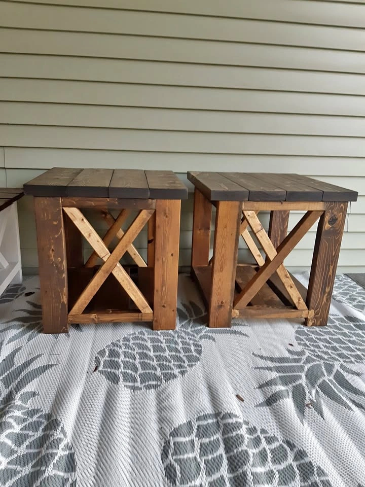 Pair of Handmade Solid Wood Side Tables