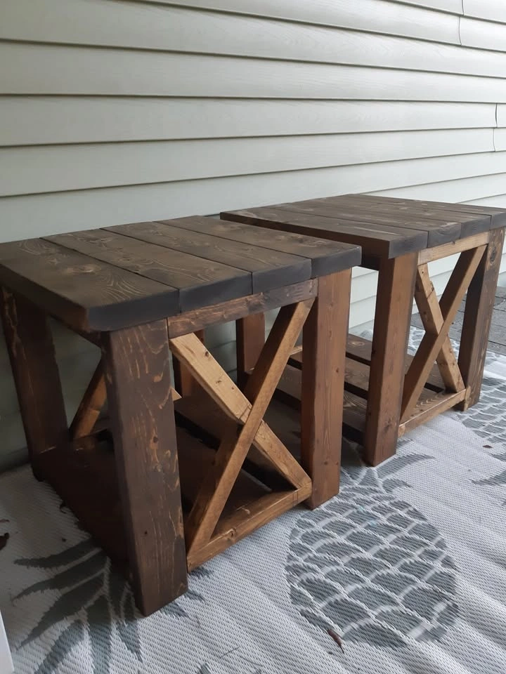 Pair of Handmade Solid Wood Side Tables - photo 2