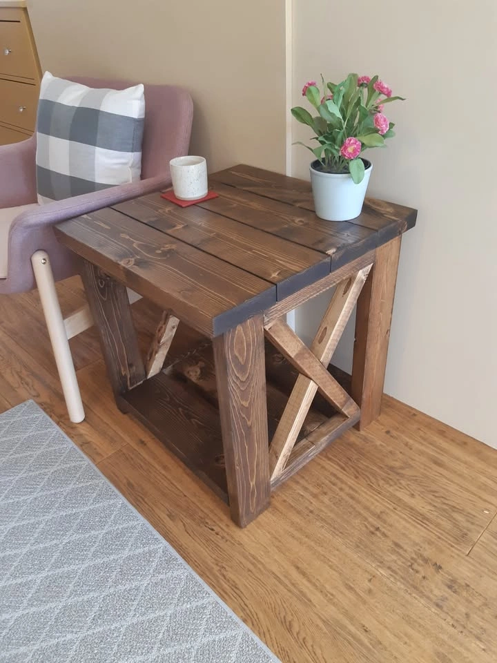 Handmade Solid Wood Side Table – Rustic Farmhouse End Table - photo 4