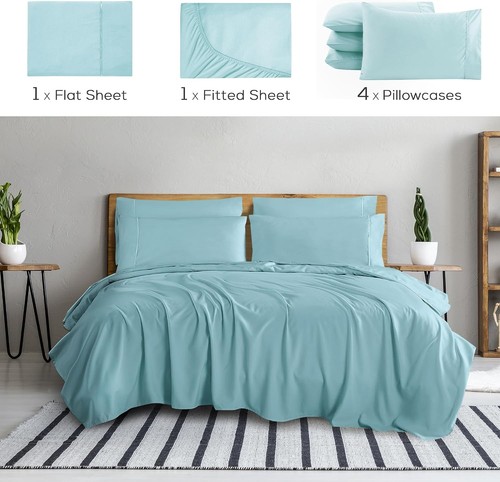 Mueller Premium Hotel UltraTemp 6-Piece Queen Sheet Set Aqua - photo 4