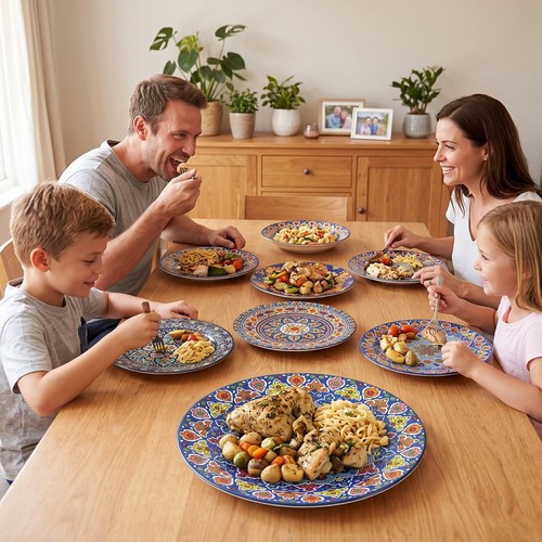 Colorful Bohemian Ceramic Dinner Plates Set of 6 - 10.5 Inch - photo 2