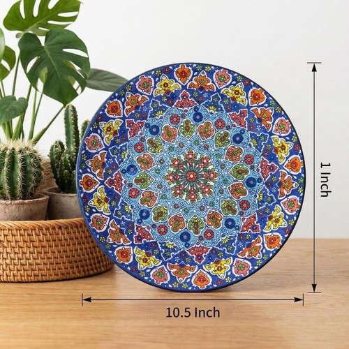 Colorful Bohemian Ceramic Dinner Plates Set of 6 - 10.5 Inch - photo 3