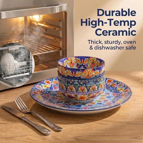 Colorful Bohemian Ceramic Dinner Plates Set of 6 - 10.5 Inch - photo 4