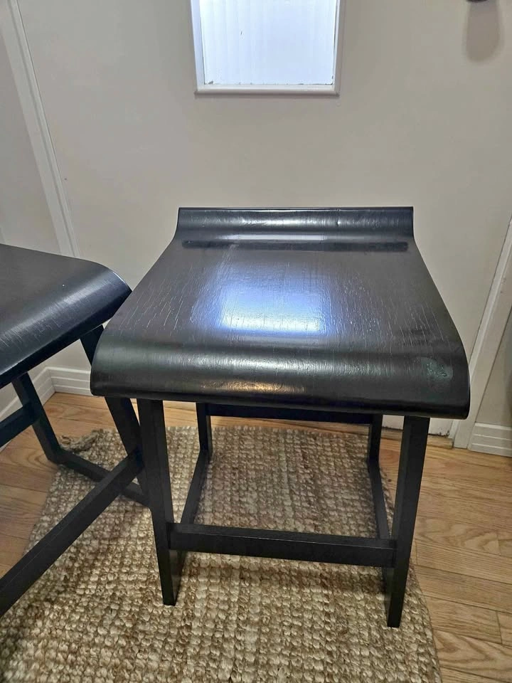 Pair of Modern Asian Zen / Japandi Curved Counter Stools (24")