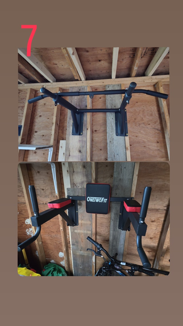 ONEWOFIT Wall Mounted Pull Up Bar and Dip Station