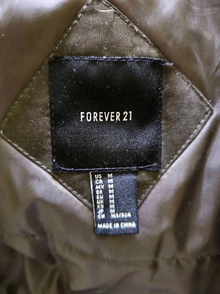 Forever 21 Women's Olive Green Parka Coat with Pink Faux Fur Hoo - photo 4