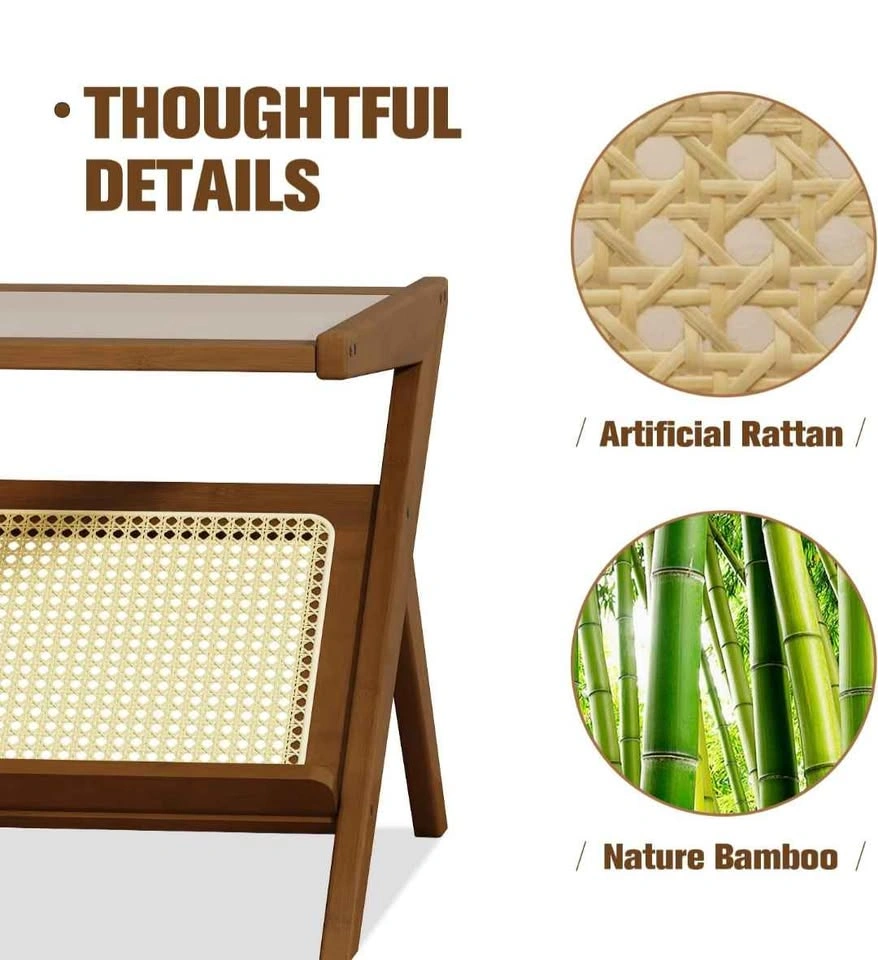 Coffee Table (with Glass Top and bamboo Rattan Magazine Shelf) - photo 4