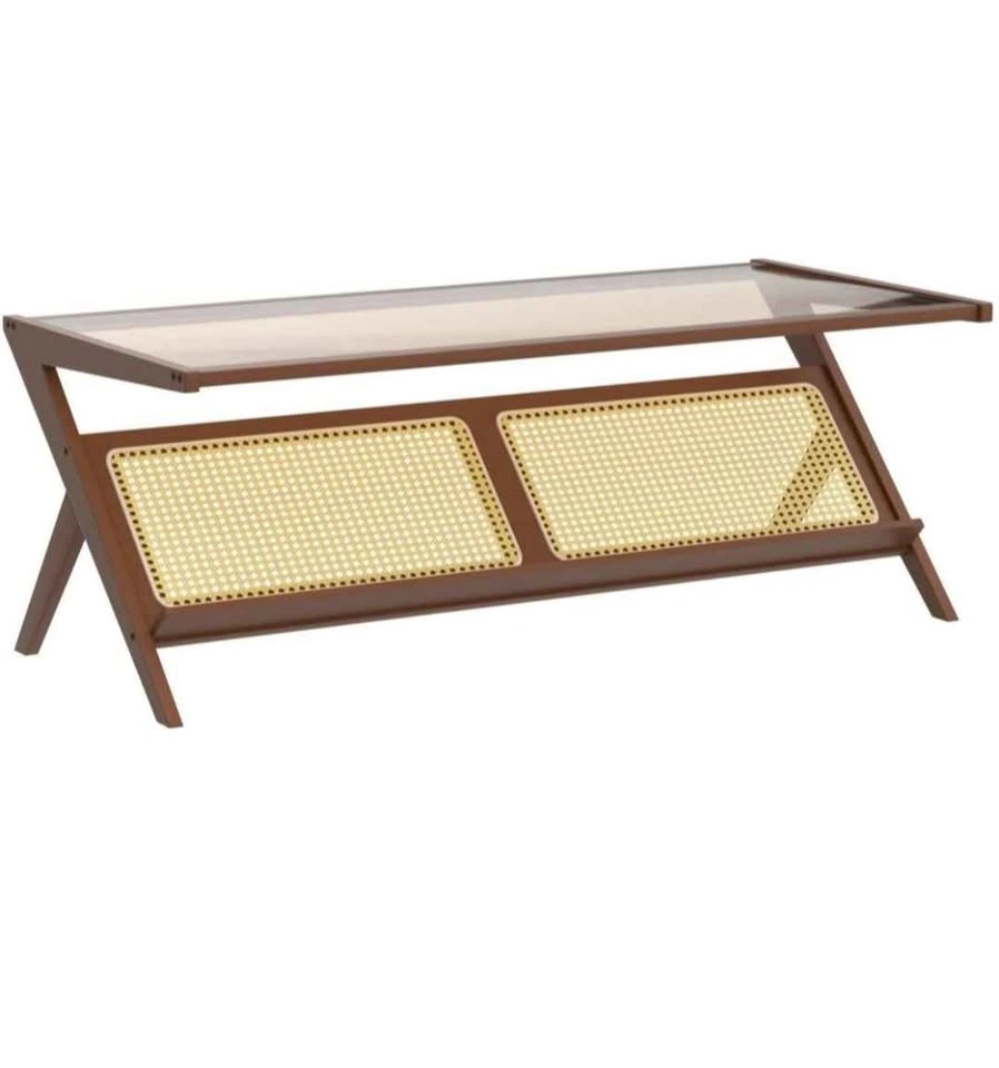 Coffee Table (with Glass Top and bamboo Rattan Magazine Shelf) - photo 5