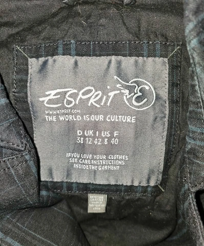 ESPRIT Women's Black Plaid Double-Breasted Cotton Trench Coat - - photo 3