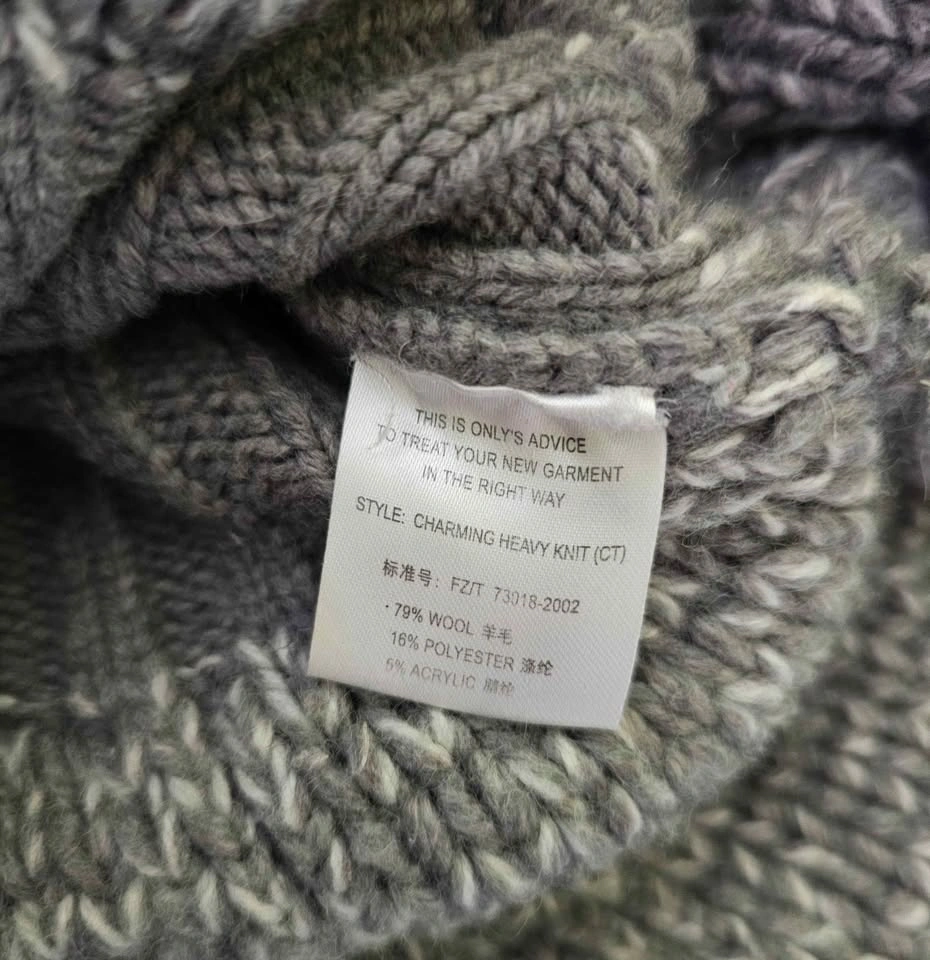 ONLY Women's Grey Hooded Wool Blend Chunky Knit Cardigan - photo 4