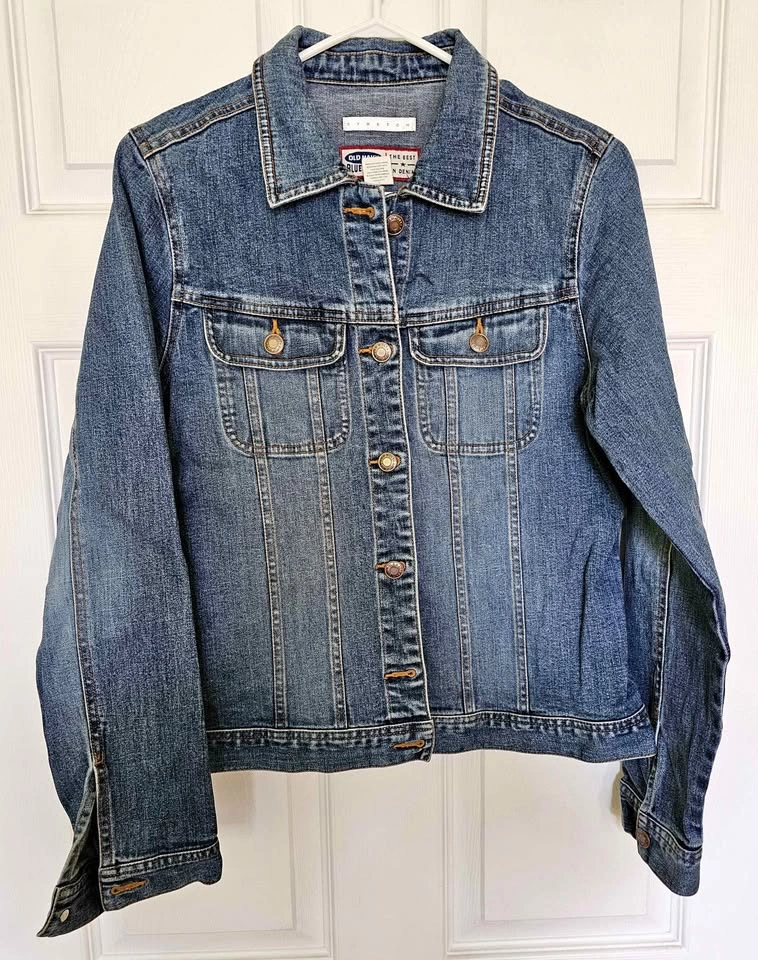 Old Navy Women's Classic Blue Stretch Denim Jacket - Size M