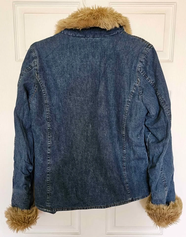 NEVADA Women's Vintage Style Faux Fur Trimmed Denim Jacket - Siz - photo 2