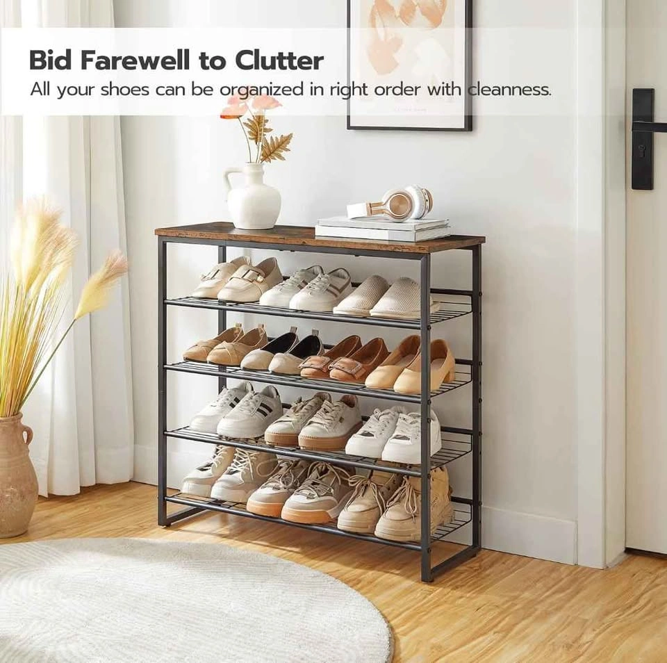 5-Tier Shoe Rack with Wooden Top - photo 4