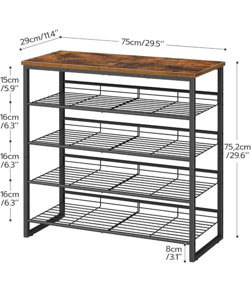 5-Tier Shoe Rack with Wooden Top - photo 5