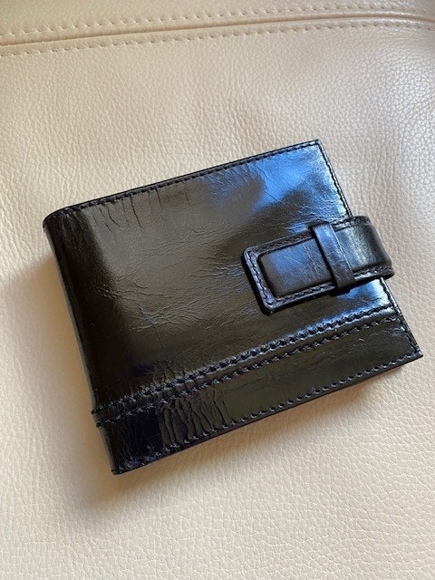 Black leather wallet for man or woman