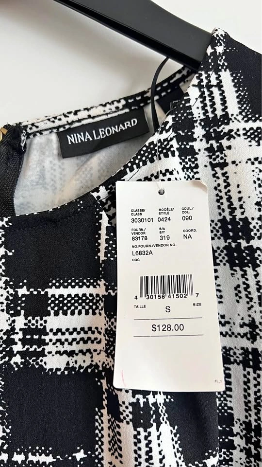 Nina Leonard Plaid Bell Sleeve Dress