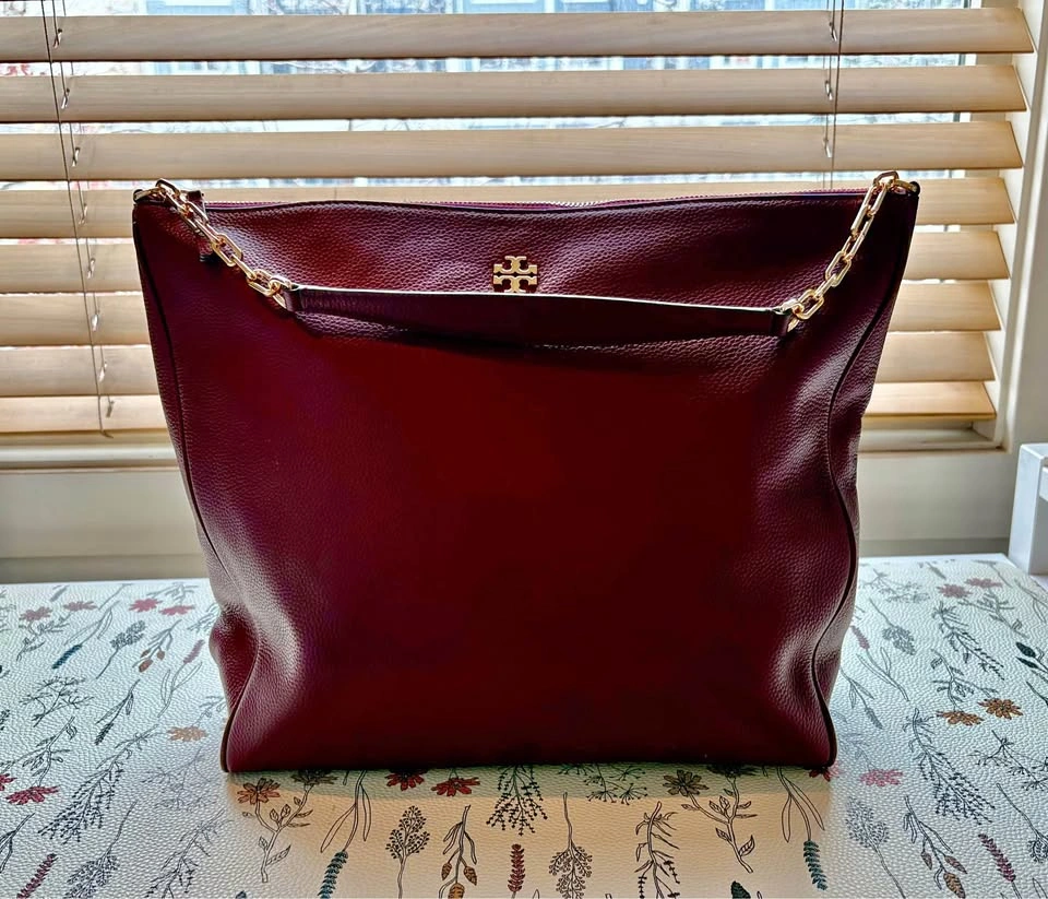 Brand New Tory Burch Leather Tote Bag - Burgundy