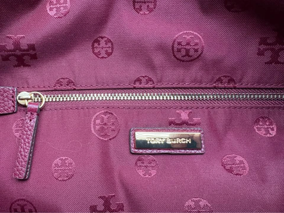 Brand New Tory Burch Leather Tote Bag - Burgundy - photo 3