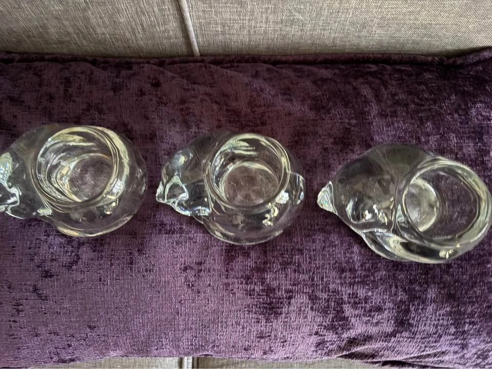 Vintage Indiana Glass Sleeping Cat Votive Candle Holders - Set o - photo 2