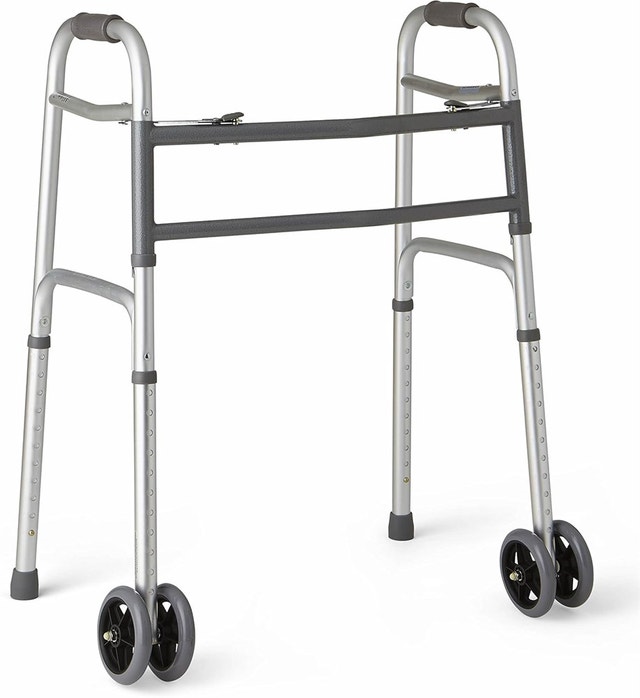 Medline Bariatric Folding Walker, 5inch Wheels, 500 lb Capacity