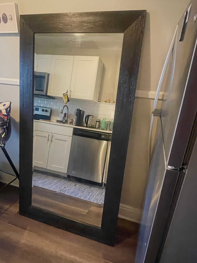 Large Full-Length Floor Mirror – Black Wood Frame – $40 OBO