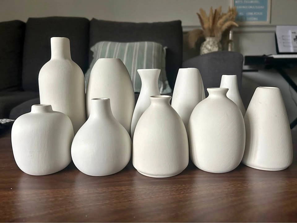 Set of 10 SMALL decorative ceramic vases