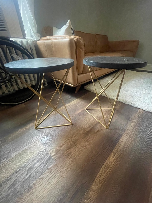 Set of 2 Modern Pier 1 Imports Black & Gold Side Tables – $40 - photo 4