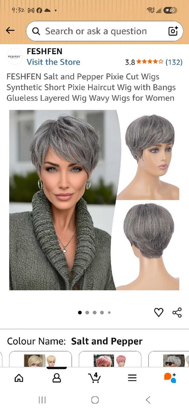 Salt and Pepper Pixie Cut Wig
