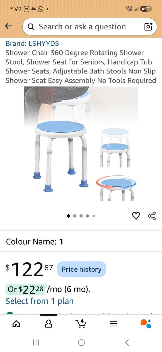 360 Degree Rotating Shower Stool