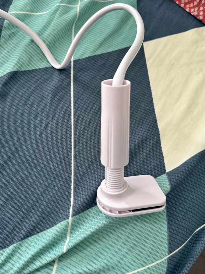 White Flexible Gooseneck Phone Holder with Desk Clamp