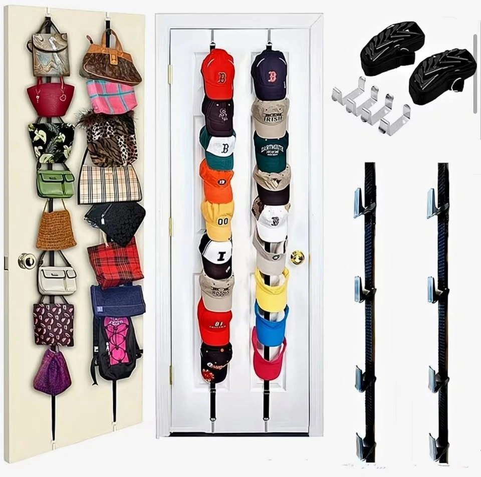 Brand New Black Baseball Cap Hat Bag Rack With Door Hooks