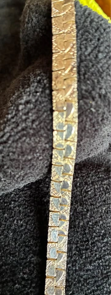 Vintage Textured Gold Panel Link Bracelet - 7.5" - photo 3