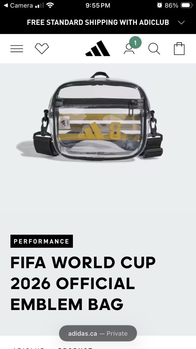 Adidas FIFA World Cup 2026 Emblem Bag