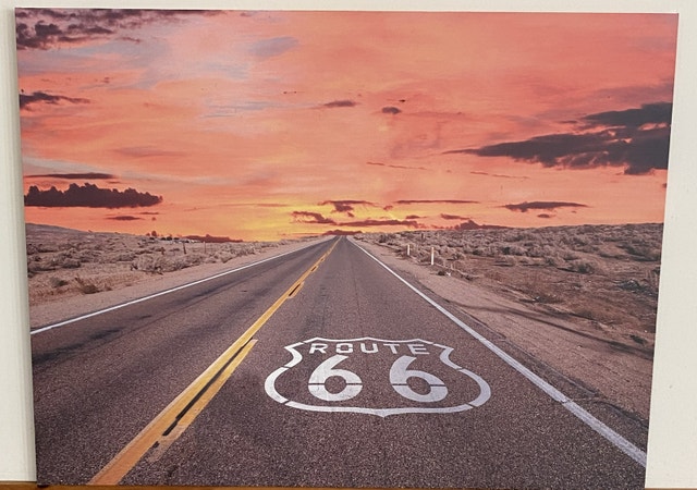 LARGE Route 66-Sunrise in California's Mojave Desert Canvas Art