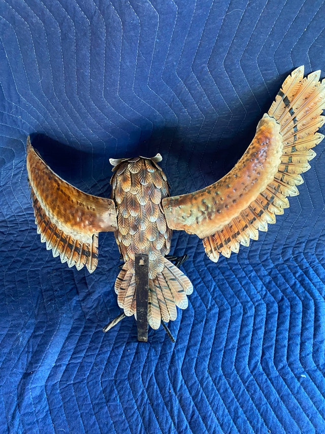 Beautiful Owl with Wings Spread Out Metal Garden Sculpture - photo 2
