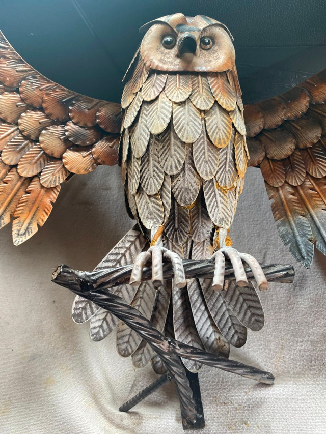 Beautiful Owl with Wings Spread Out Metal Garden Sculpture - photo 3