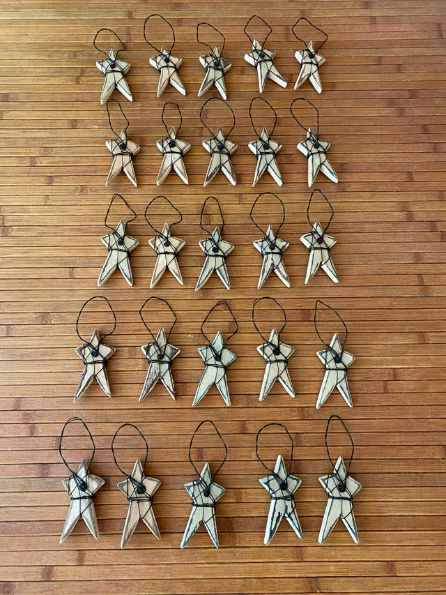 25 wooden stars with wire hangers - $40 takes lot - photo 2