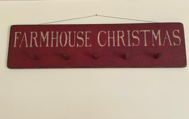 Distressed wood "FARMHOUSE CHRISTMAS" sign