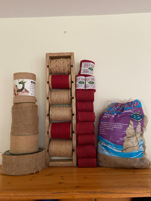NEW-Burlap and jute ribbon lot-measurements in description-$80