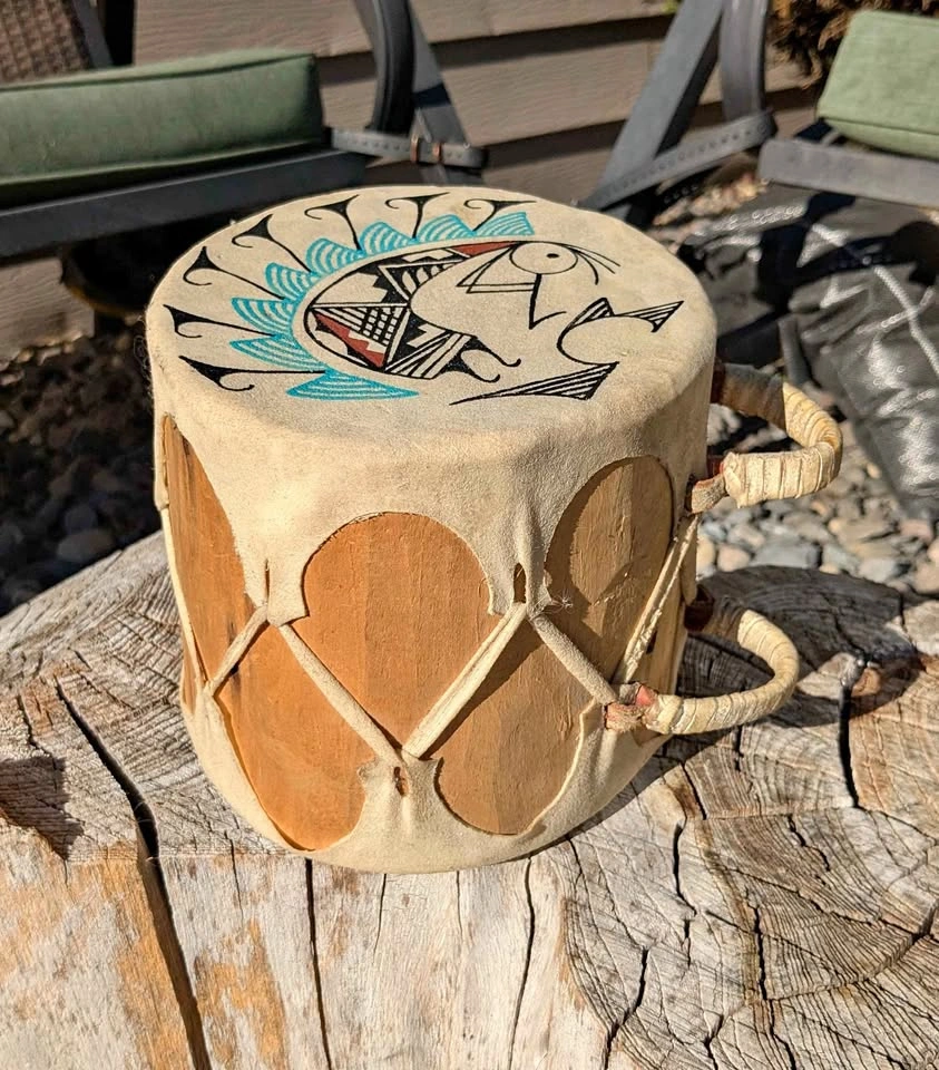 Native American Wood and Leather Drum